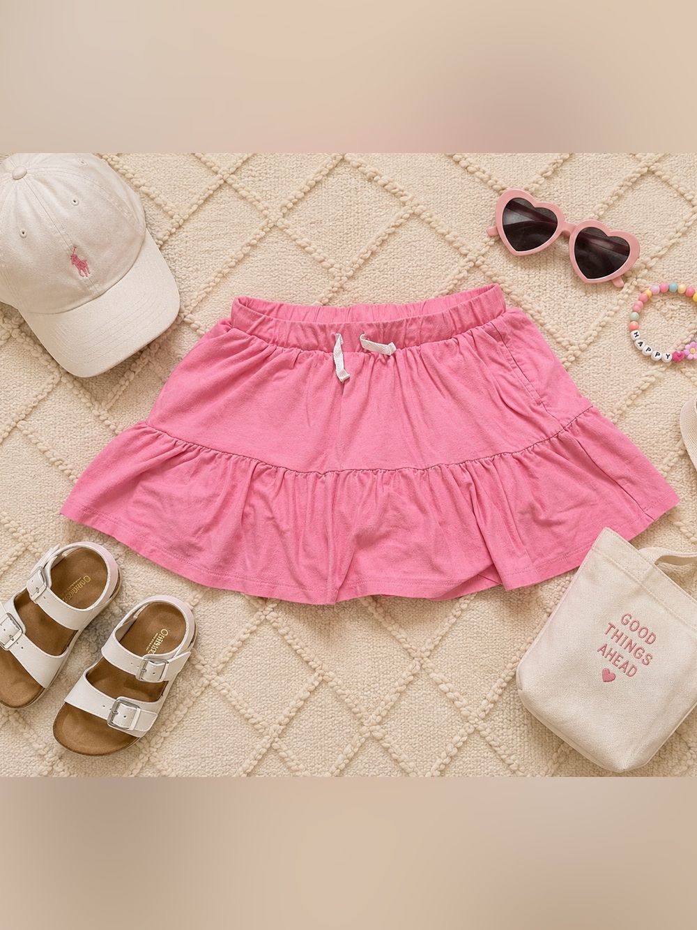 Cat & Jack Girls Pink Tiered Skort Size XL 14/16 Pull On Ruffle